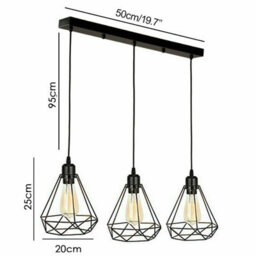Vintage Industrial 1 To 3 Head Ceiling Pendant Light Metal Cage Led Hanging Lamp Fixture - thumbnail 2