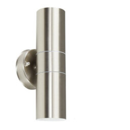 Valuelights Stainless Steel Silver External Up/down Ip44 Rated Outdoor Security Wall Light Complete With 5W Led Bulbs Warm White