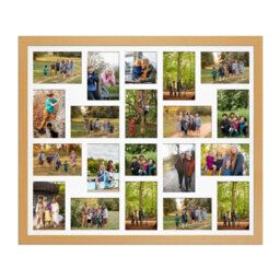 AK Frames 80X70Cm Country Pine Modern Multi Photo Frame With White Mount - Holds 20 Apertures (18X) 6X4, (2X) 4X4 Photos