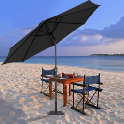 Living And Home 3M Large Rotating Garden Parasol Outdoor Beach Umbrella Patio Sun Shade Crank Tilt With Vintage Base, Black - thumbnail 1