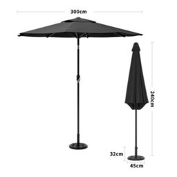 Living And Home 3M Large Rotating Garden Parasol Outdoor Beach Umbrella Patio Sun Shade Crank Tilt With Vintage Base, Black - thumbnail 5