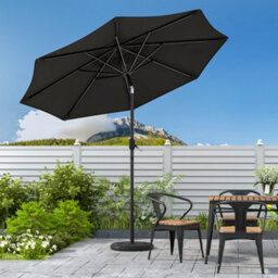Living And Home 3M Large Rotating Garden Parasol Outdoor Beach Umbrella Patio Sun Shade Crank Tilt With Vintage Base, Black - thumbnail 2