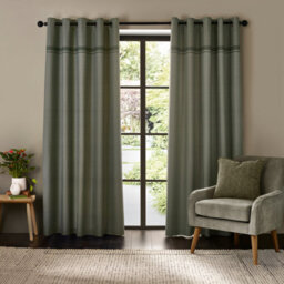 Catherine Lansfield Melville 66X54 Inch Lined Eyelet Curtains Two Panels Green - thumbnail 2