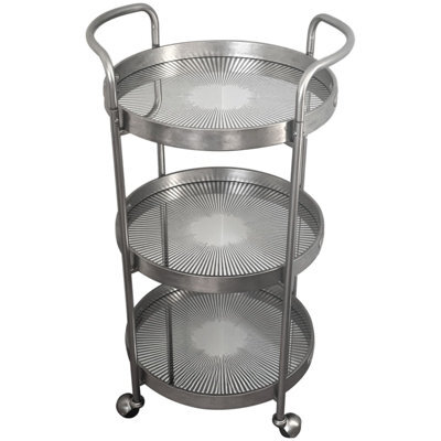 Maison Des Cadeaux Silver Rustic 3-Tier Drinks Trolley - image 1