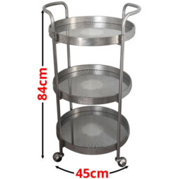 Maison Des Cadeaux Silver Rustic 3-Tier Drinks Trolley - thumbnail 6