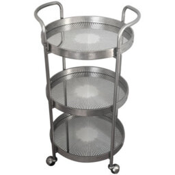 Maison Des Cadeaux Silver Rustic 3-Tier Drinks Trolley - thumbnail 1