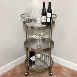 Maison Des Cadeaux Silver Rustic 3-Tier Drinks Trolley - thumbnail 2