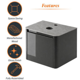 Plum&clay Mayfair Gloss Dark Grey Wall Hung Bathroom Vanity Unit With Grey Marble Countertop (W)550mm (H)406mm - thumbnail 6