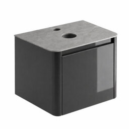 Plum&clay Mayfair Gloss Dark Grey Wall Hung Bathroom Vanity Unit With Grey Marble Countertop (W)550mm (H)406mm - thumbnail 2
