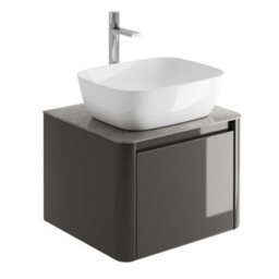 Plum&clay Mayfair Gloss Dark Grey Wall Hung Bathroom Vanity Unit With Grey Marble Countertop (W)550mm (H)406mm