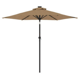 Berkfield Garden Parasol With Leds And Steel Pole Taupe 225X225X212Cm - thumbnail 5