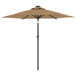 Berkfield Garden Parasol With Leds And Steel Pole Taupe 225X225X212Cm - thumbnail 6