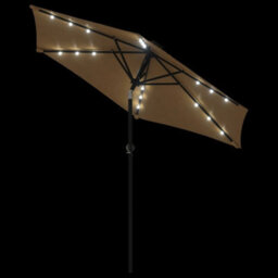 Berkfield Garden Parasol With Leds And Steel Pole Taupe 225X225X212Cm - thumbnail 8