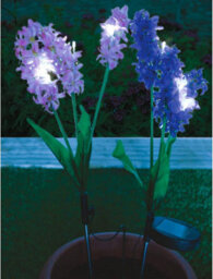 2 X Hyacinth Style Solar Stake Lights - Pink & Purple Flower Shaped Outdoor Garden Lighting Decorations - Each Measure H70Cm - thumbnail 4
