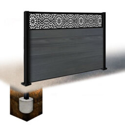 Easycomposite 4Ft Composite Fence Panel & Aluminium Post Sunken In Ground - Anthracite Boards & Morocco Topper Trellis - thumbnail 1