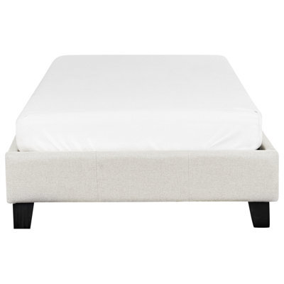 Wyld And Coco Eu Single 3Ft Bed Frame 90X190 Cm Light Beige Fabric Slatted No Headboard - image 1