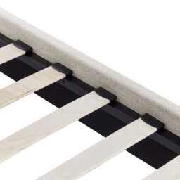 Wyld And Coco Eu Single 3Ft Bed Frame 90X190 Cm Light Beige Fabric Slatted No Headboard - thumbnail 6