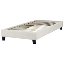 Wyld And Coco Eu Single 3Ft Bed Frame 90X190 Cm Light Beige Fabric Slatted No Headboard - thumbnail 4