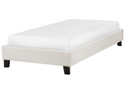 Wyld And Coco Eu Single 3Ft Bed Frame 90X190 Cm Light Beige Fabric Slatted No Headboard - thumbnail 3