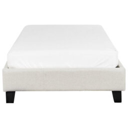 Wyld And Coco Eu Single 3Ft Bed Frame 90X190 Cm Light Beige Fabric Slatted No Headboard - thumbnail 1