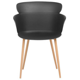 Beliani Black Dining Chairs Set Of 2 With Ergonomic Back And Metal Legs, 61Cm W X 54Cm D X 82Cm H - thumbnail 1