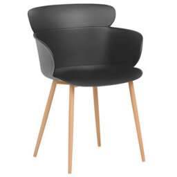 Beliani Black Dining Chairs Set Of 2 With Ergonomic Back And Metal Legs, 61Cm W X 54Cm D X 82Cm H - thumbnail 4