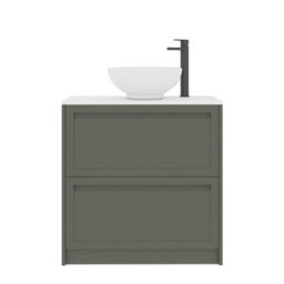 Royal Bathrooms Royal Bathroom Elmore 800mm Matt Green Freestanding Bathroom Vanity Unit 2 Drawer Plain White Worktop With Breeze Basin - thumbnail 7