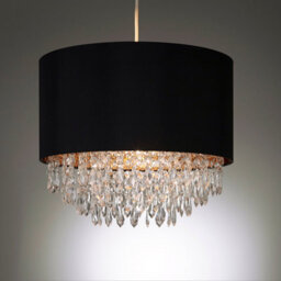 K Living Waverly Black Drum And Clear Beaded Droplet Chandelier Pendant Ceiling Shade - thumbnail 4