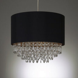 K Living Waverly Black Drum And Clear Beaded Droplet Chandelier Pendant Ceiling Shade - thumbnail 3
