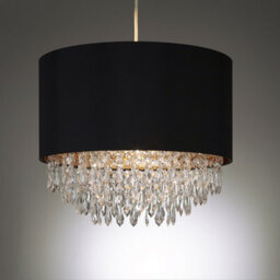 K Living Waverly Black Drum And Clear Beaded Droplet Chandelier Pendant Ceiling Shade - thumbnail 2