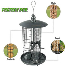 3 In 1 Hanging Garden Bird Feeder Seed Nut Fat Ball Suet Station - thumbnail 3