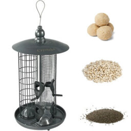 3 In 1 Hanging Garden Bird Feeder Seed Nut Fat Ball Suet Station - thumbnail 2