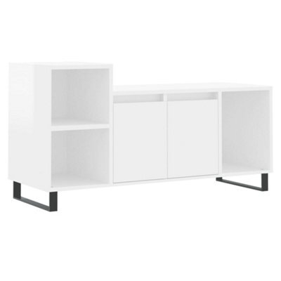 Berkfield Stylish Tv Cabinet High Gloss White 100X35X55 Cm Engineered Wood - image 1