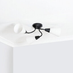 Valuelights Kristina Black 3 Arm Ceiling Light With White Frosted Glass Shades - Led Bulbs Included - thumbnail 4