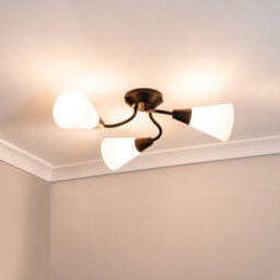 Valuelights Kristina Black 3 Arm Ceiling Light With White Frosted Glass Shades - Led Bulbs Included - thumbnail 5