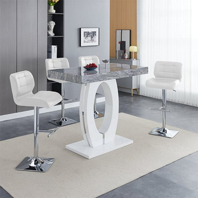 Furniture In Fashion Halo Melange High Gloss Bar Table With 4 Candid White Stools - image 1