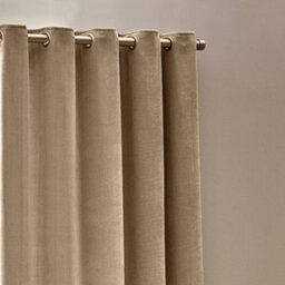 Yard Heavy Chenille Velvet Room Darkening Eyelet Curtain Pair Natural (W)229Cm X (D)137Cm - thumbnail 2