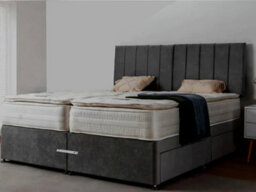Divan Base Direct Celestia Contemporary Button Backed Fabric Bed Base Only 4Ft6 Double- Verlour Baby Pink - thumbnail 2