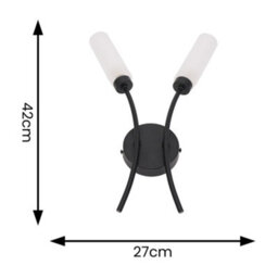 Valuelights Maya Pair - 2 Way Curved Matt Black Wall Light Fitting For Living Room Lounge Hallway - Led Bulbs Included - thumbnail 7