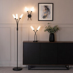 Valuelights Maya Pair - 2 Way Curved Matt Black Wall Light Fitting For Living Room Lounge Hallway - Led Bulbs Included - thumbnail 5