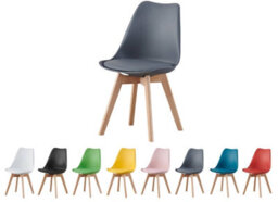 Mof Set Of 4 Grey Dining Chairs Wooden Legs Soft Cushion Pad Stylish Deluxe Retro Lounge Dining Office Eva - thumbnail 2