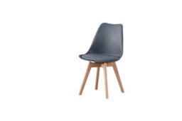 Mof Set Of 4 Grey Dining Chairs Wooden Legs Soft Cushion Pad Stylish Deluxe Retro Lounge Dining Office Eva - thumbnail 3