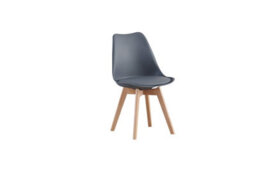 Mof Set Of 4 Grey Dining Chairs Wooden Legs Soft Cushion Pad Stylish Deluxe Retro Lounge Dining Office Eva - thumbnail 5