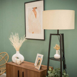 Valuelights Hiru Black 3 Tier Shelf Floor Lamp With Cream Shade - thumbnail 6