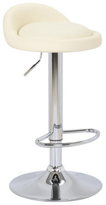 Lamboro Sofia Breakfast Bar Stool, Chrome Footrest, Height Adjustable Swivel Gas Lift, Home Bar & Kitchen Faux-Leather Barstool, Cream - image 1