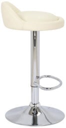Lamboro Sofia Breakfast Bar Stool, Chrome Footrest, Height Adjustable Swivel Gas Lift, Home Bar & Kitchen Faux-Leather Barstool, Cream - thumbnail 2