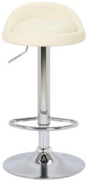 Lamboro Sofia Breakfast Bar Stool, Chrome Footrest, Height Adjustable Swivel Gas Lift, Home Bar & Kitchen Faux-Leather Barstool, Cream - thumbnail 3