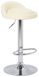 Lamboro Sofia Breakfast Bar Stool, Chrome Footrest, Height Adjustable Swivel Gas Lift, Home Bar & Kitchen Faux-Leather Barstool, Cream