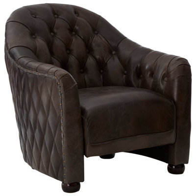 Orsina Grey Leather Classic Armchair,walnut Quilted Back Wooden Chair,chesterfield Button Tufted Armrest Chair - image 1