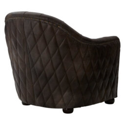 Orsina Grey Leather Classic Armchair,walnut Quilted Back Wooden Chair,chesterfield Button Tufted Armrest Chair - thumbnail 5